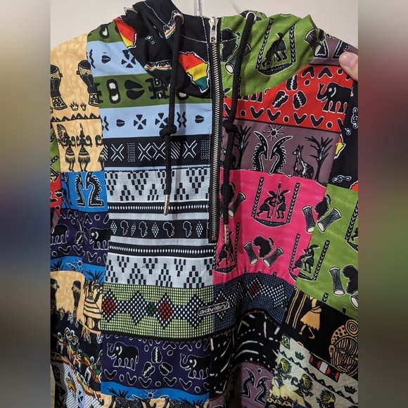 Advisry Motherland Patchwork Anorak Pullover Hoodie Hoodie Jacket Size M Retro - Picture 14 of 15